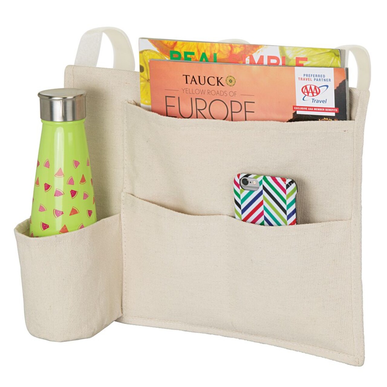 mDesign Fabric Bedside Hanging Storage Organizer Caddy Pocket